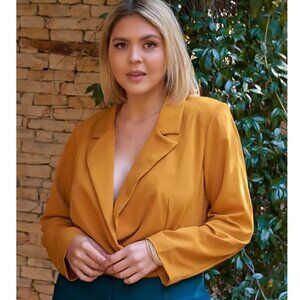 Tasha Apparel Women’s Mustard Yellow Blazer Bodysuit